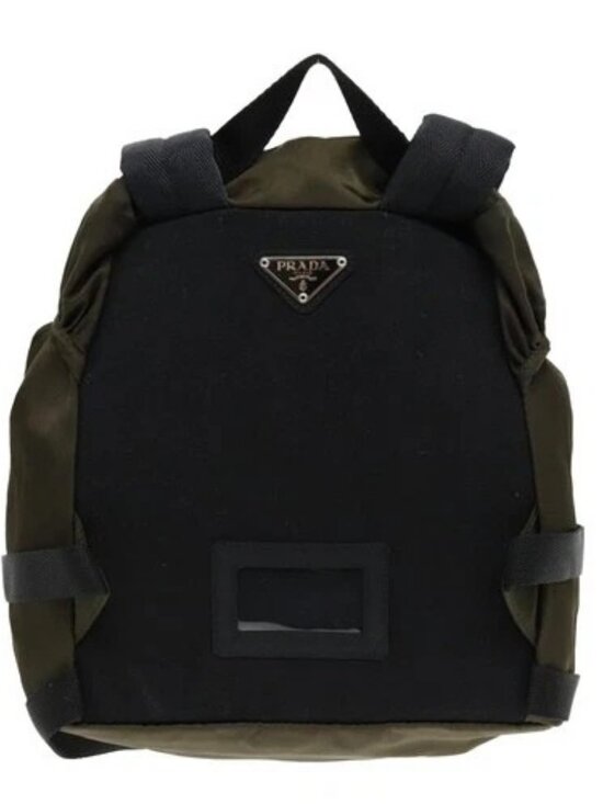 PRADA Backpack Nylon Khaki Silver Auth ep5764 main image 12